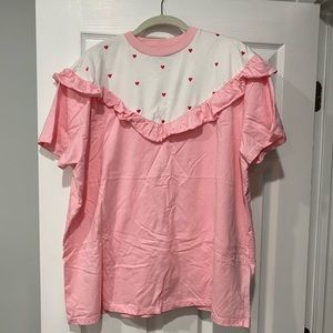 EUC Lazy oaf Arty Party Ruffle Heart Tee OS